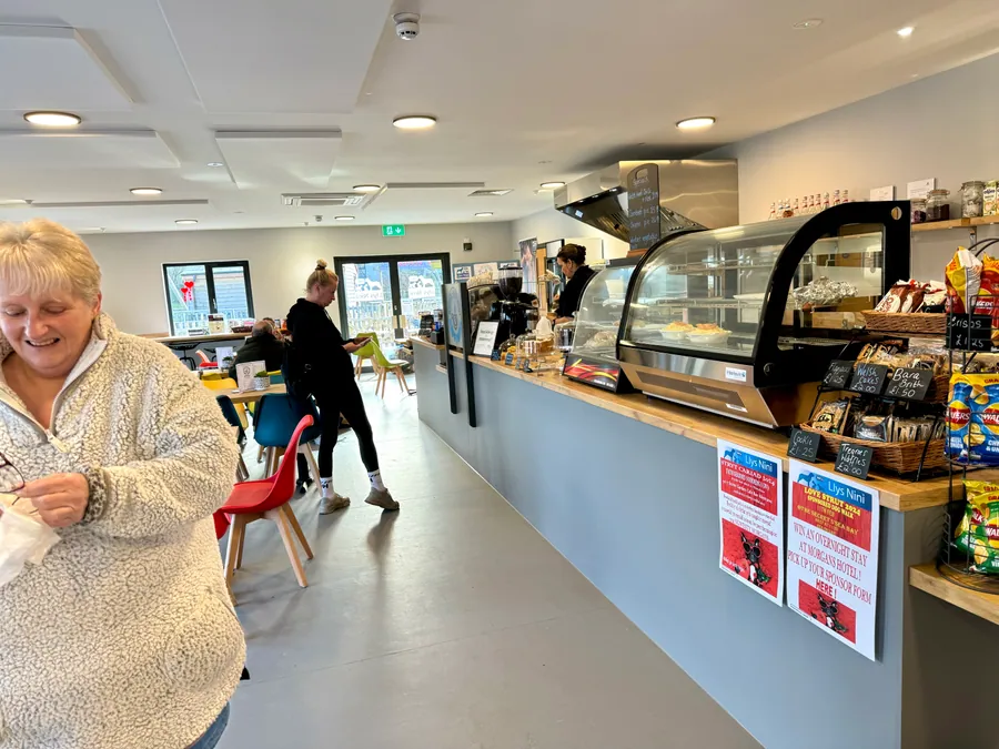 Inside Caffi Nini, serving drinks and snacks at Llys Nini Animal Centre
